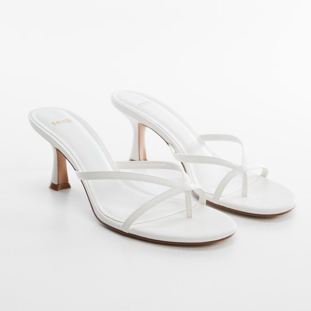 Mango White Heeled strap Sandals